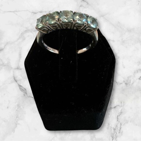 Vintage .925 Sterling Silver Light Blue Topaz Cocktail Ring Size 8.75 - Picture 3 of 7